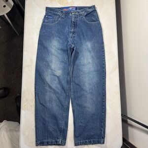 DNM Attitude Baggy Jeans Mens 32x30 Blue Denim Vintage 90s Skater Wide Leg
